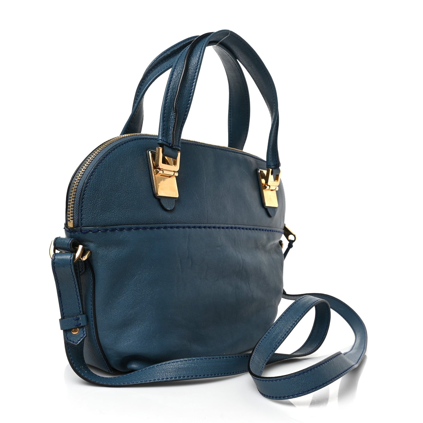 Leather Medium Angie Shoulder Bag Fjord Blue
