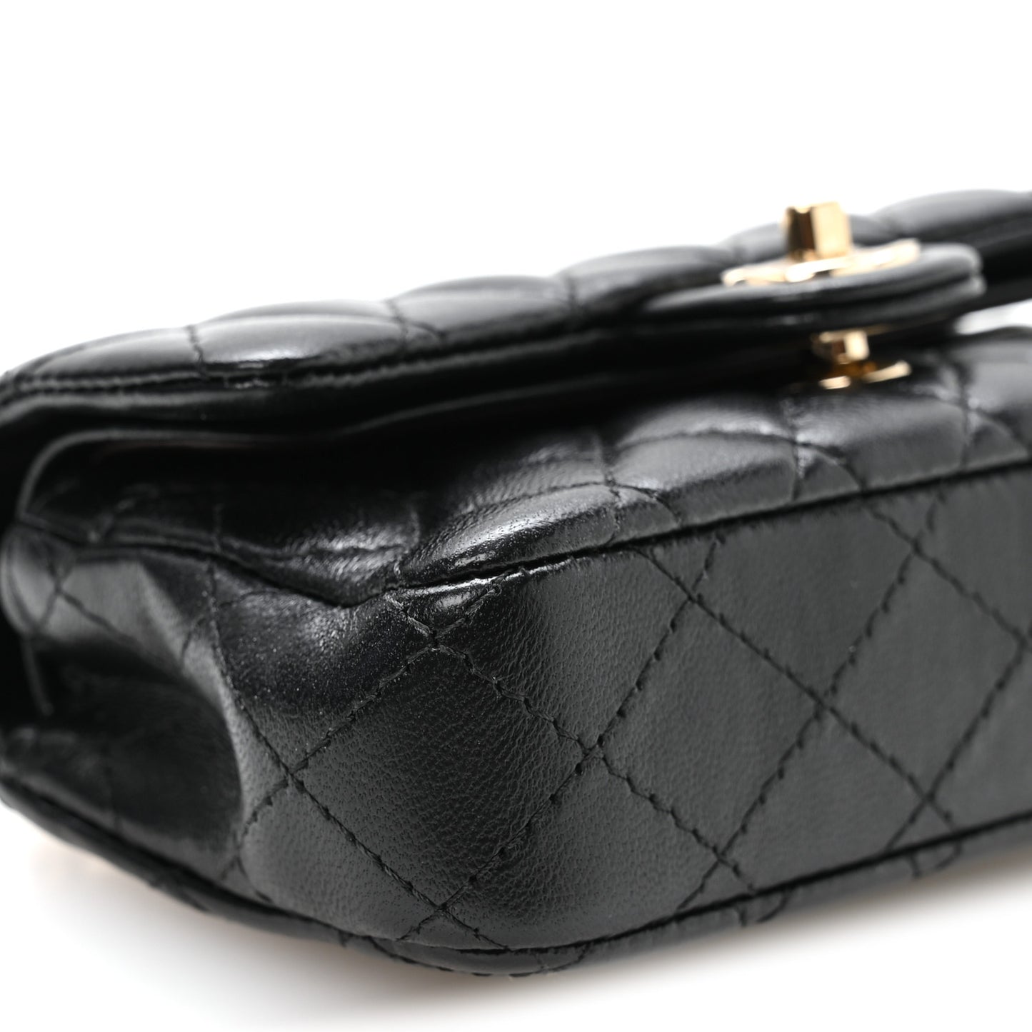 Lambskin Quilted Mini Flap Bag Charm With Hook Black