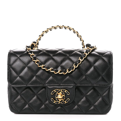 Chanel Lambskin Quilted Mini Strass On Top Flap Black 1 of 12