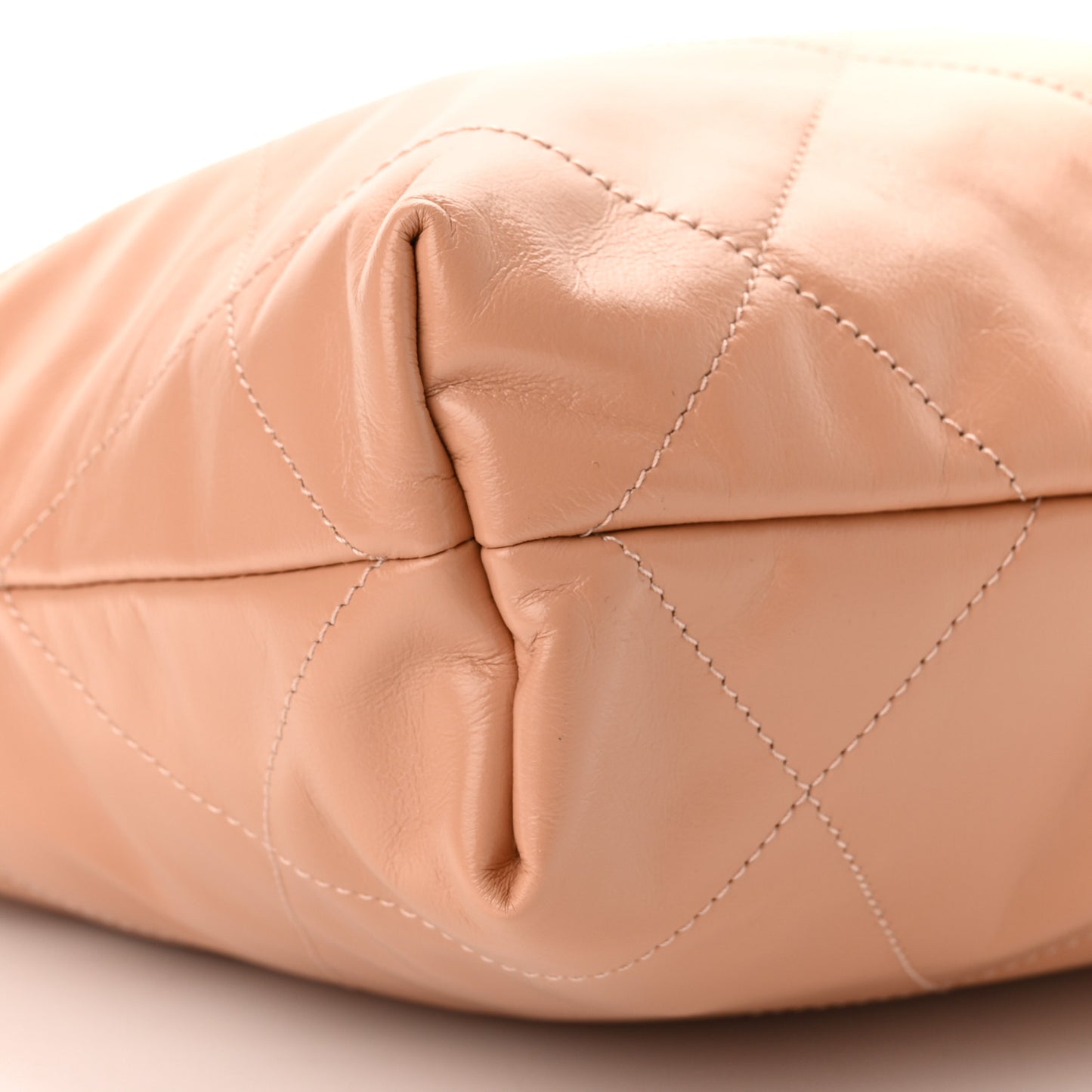 Shiny Calfskin Quilted Small Chanel 22 Beige