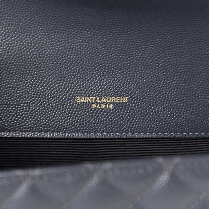 Saint Laurent Grain De Poudre Textured Mixed Matelasse Triquilt Small Monogram Satchel Dark Smoke 8 of 10