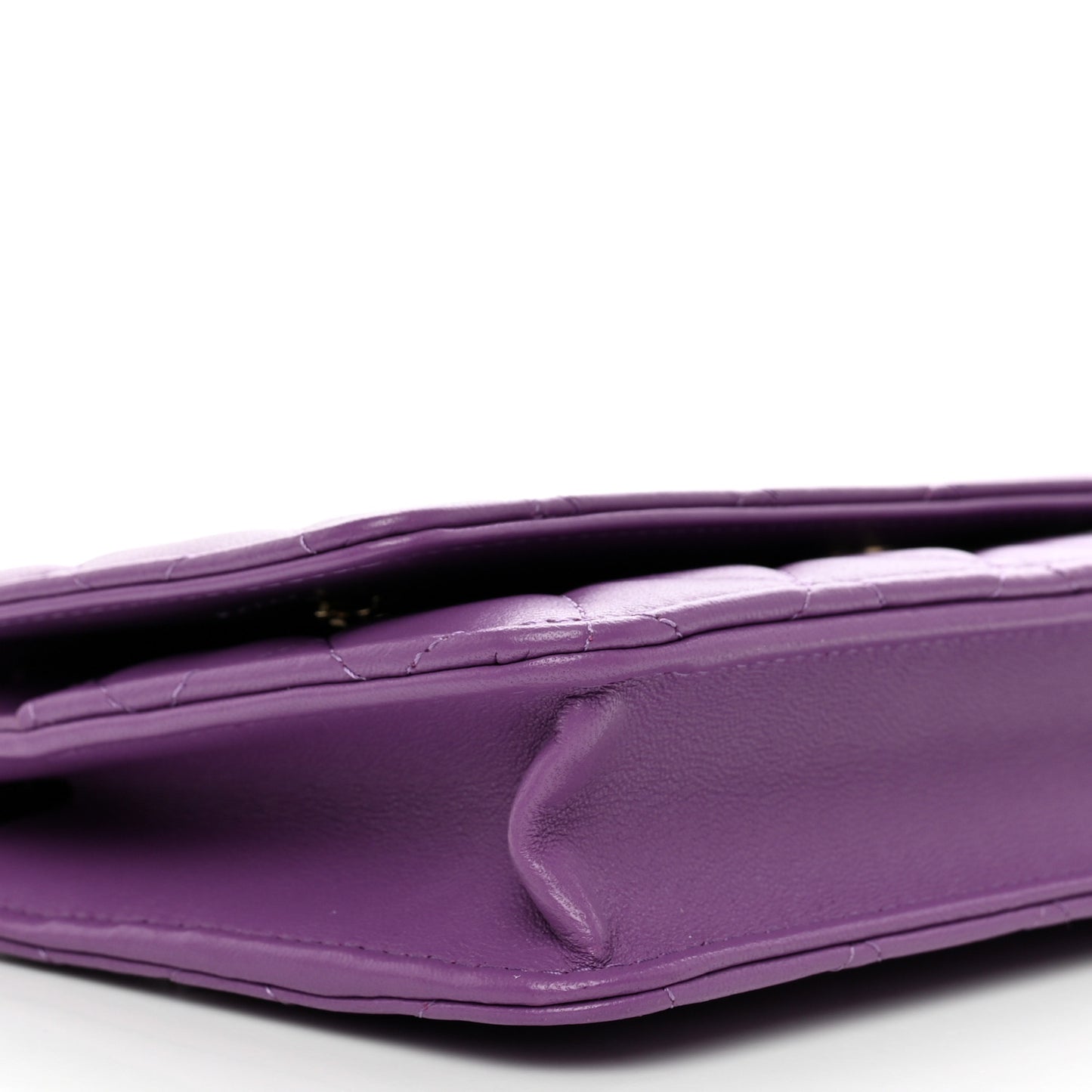 Lambskin Quilted Wallet On Chain WOC Purple