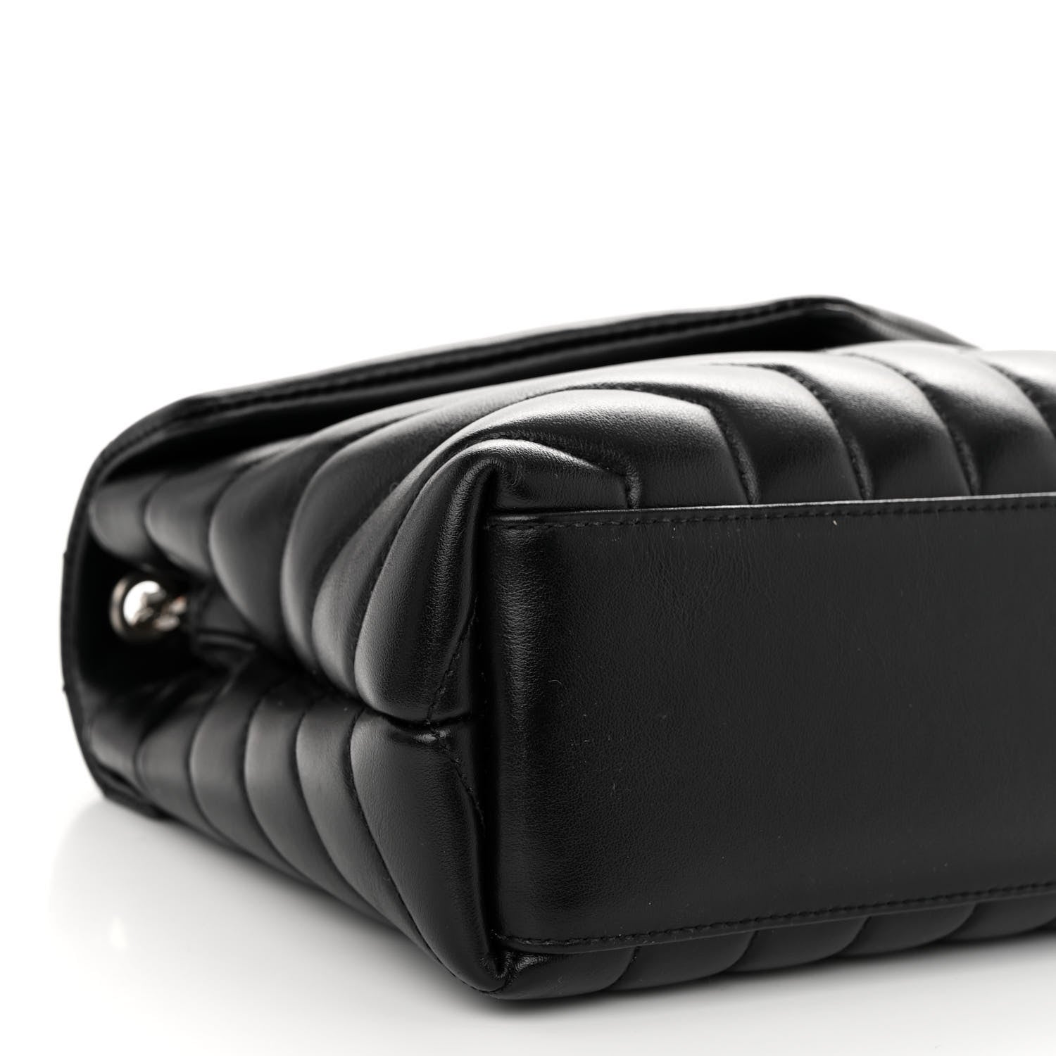Saint Laurent Calfskin Y Quilted Monogram Small Loulou Chain Satchel Black 8 of 9