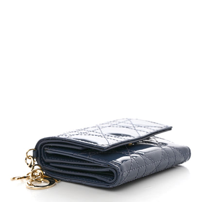 Christian Dior Patent Cannage Lady Dior Lotus Wallet Denim Blue 4 of 6