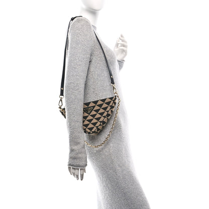 Prada Jacquard Triangolo Symbole Embroidered Mini Triangle Bag Black Corda 2 of 10