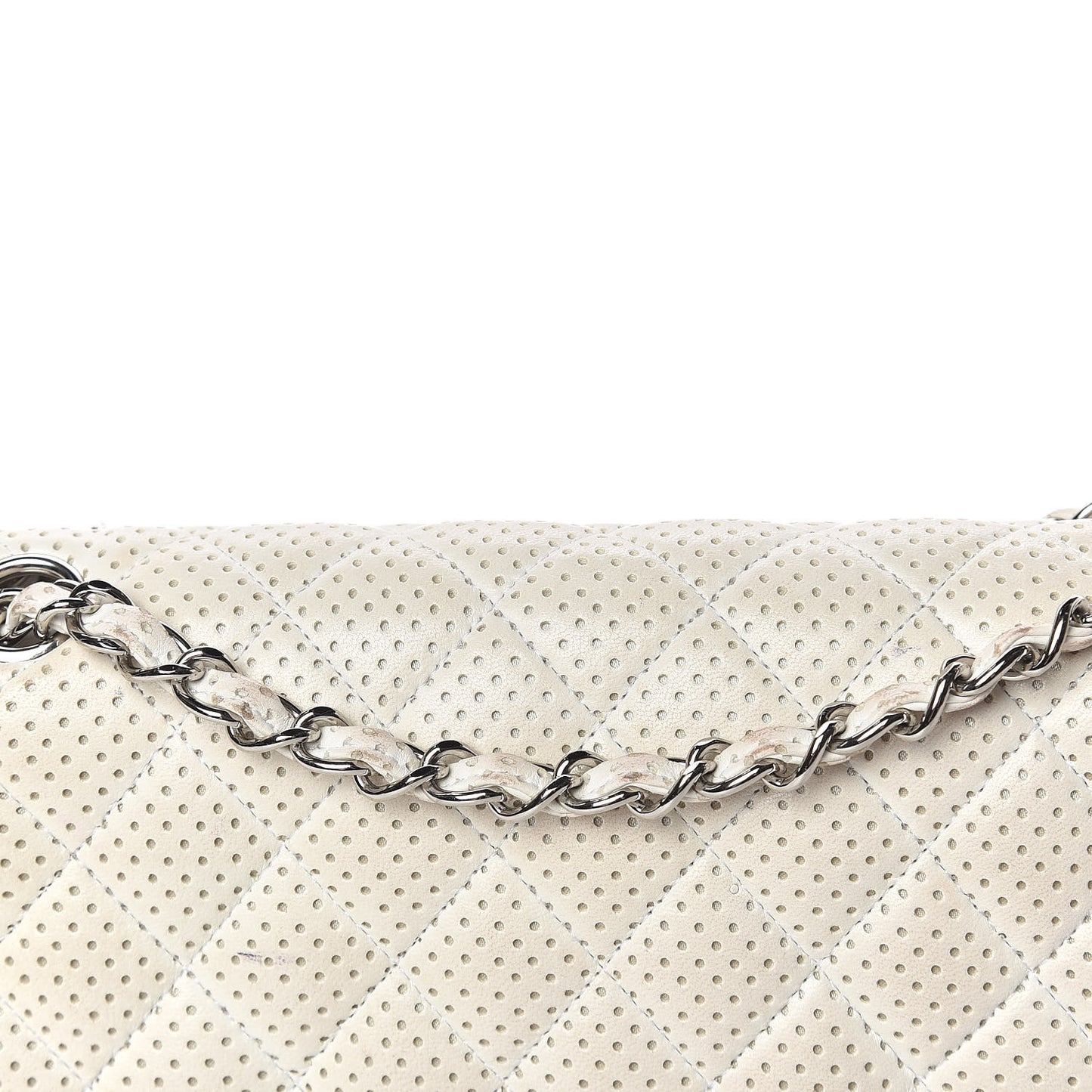 Lambskin Perforated Medium Double Flap White