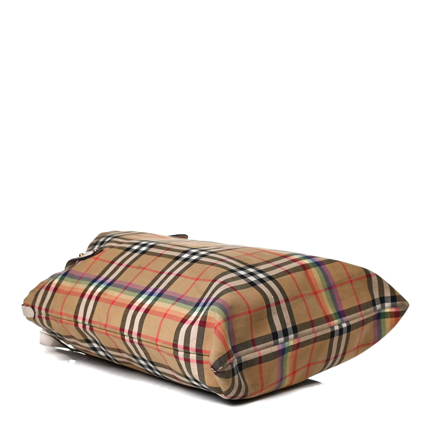 Burberry Vintage Rainbow Check Shopper Tote White 3 of 17