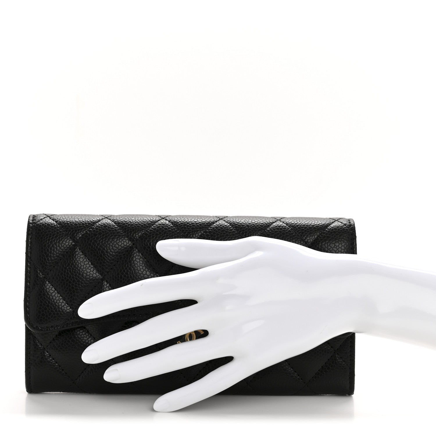 Chanel Caviar Quilted Large Gusset Flap Wallet Black 2 of 9