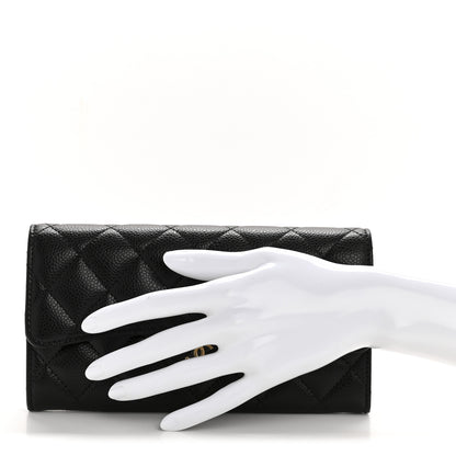 Chanel Caviar Quilted Large Gusset Flap Wallet Black 2 of 9