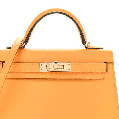Hermes Epsom Horseshoe Mini Kelly Sellier 20 Jaune D'Or Bleu Glacier 8 of 11