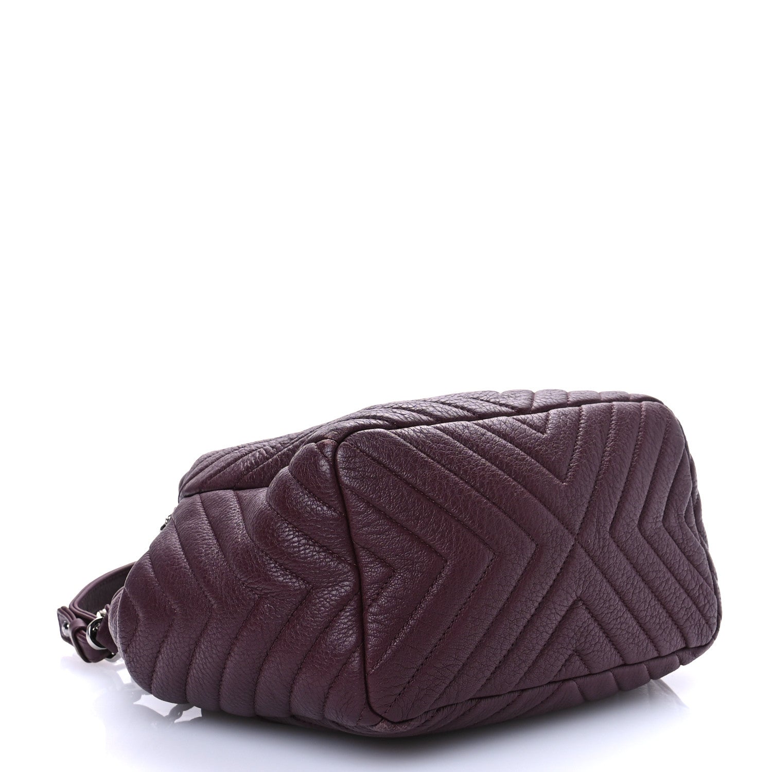 Chanel Deerskin Chevron Medium CC Chain Bucket Drawstring Bag Burgundy 4 of 10