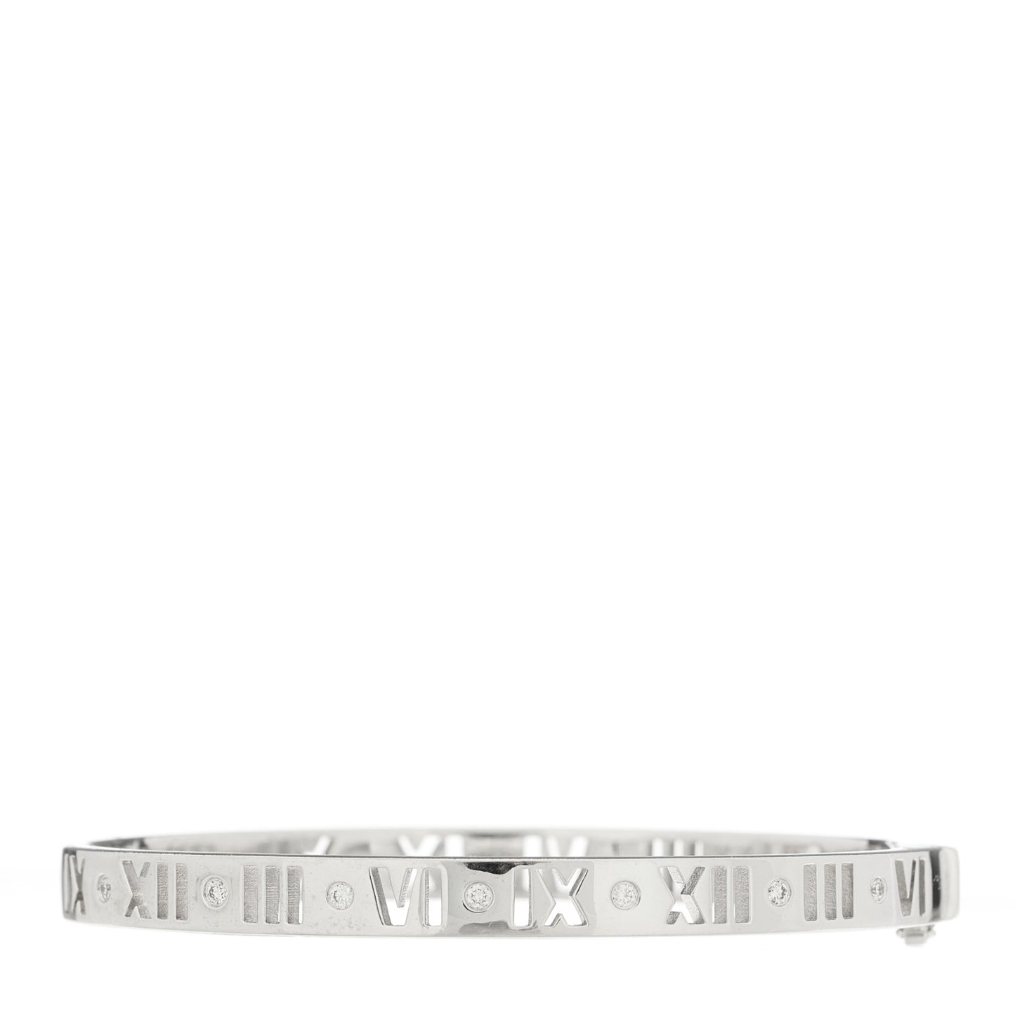 18K White Gold Diamond Atlas Pierced Hinged Bangle Bracelet