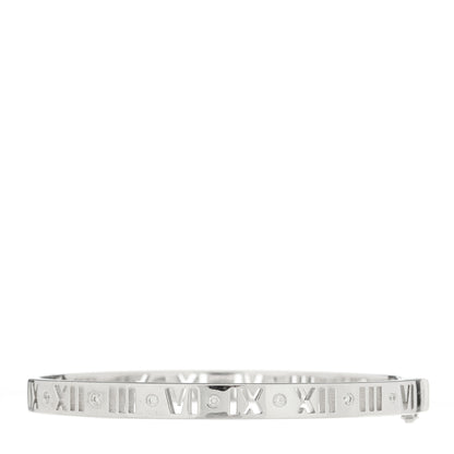Tiffany 18K White Gold Diamond Atlas Pierced Hinged Bangle Bracelet 2 of 4