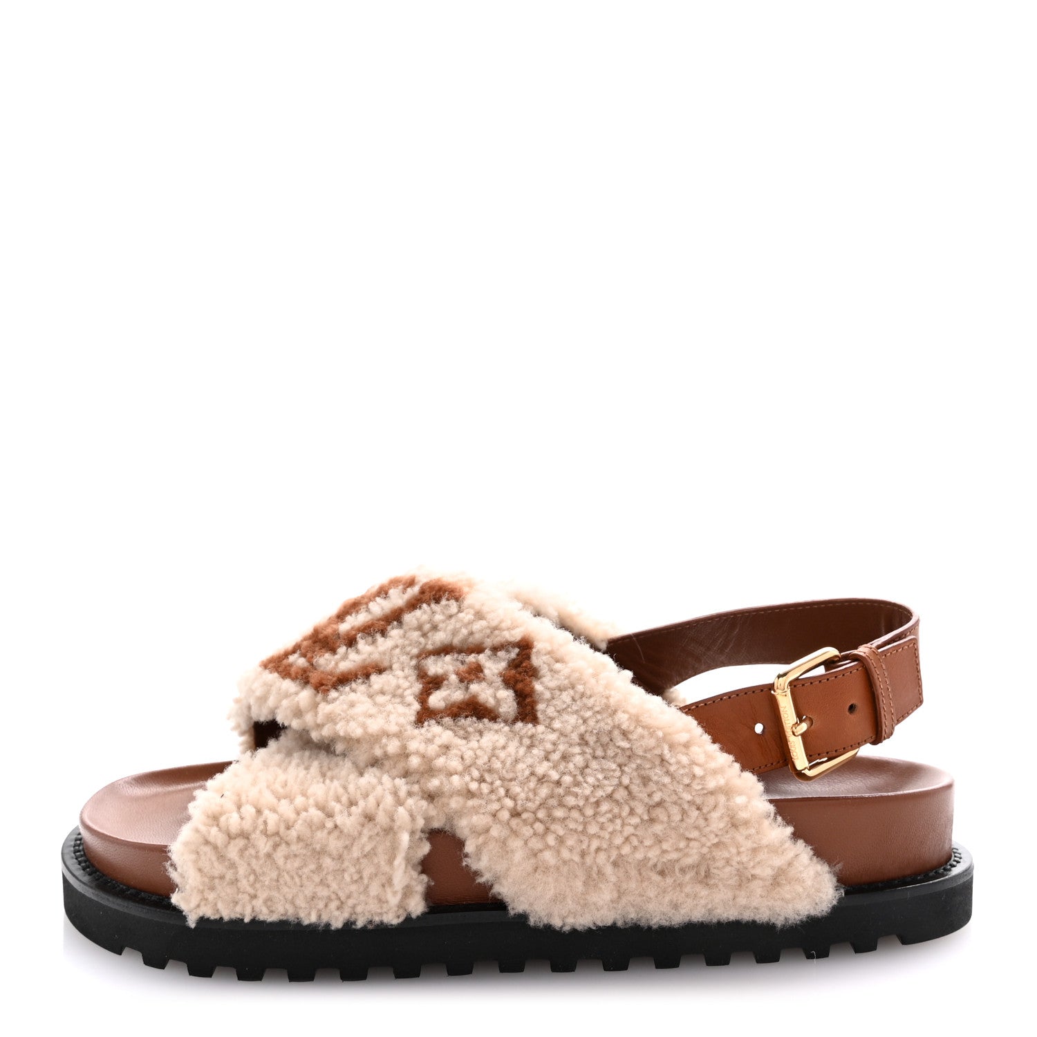 Louis Vuitton Shearling Paseo Flat Comfort Sandal 40 Nude 1 of 10
