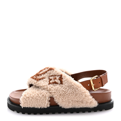 Louis Vuitton Shearling Paseo Flat Comfort Sandal 40 Nude 1 of 10