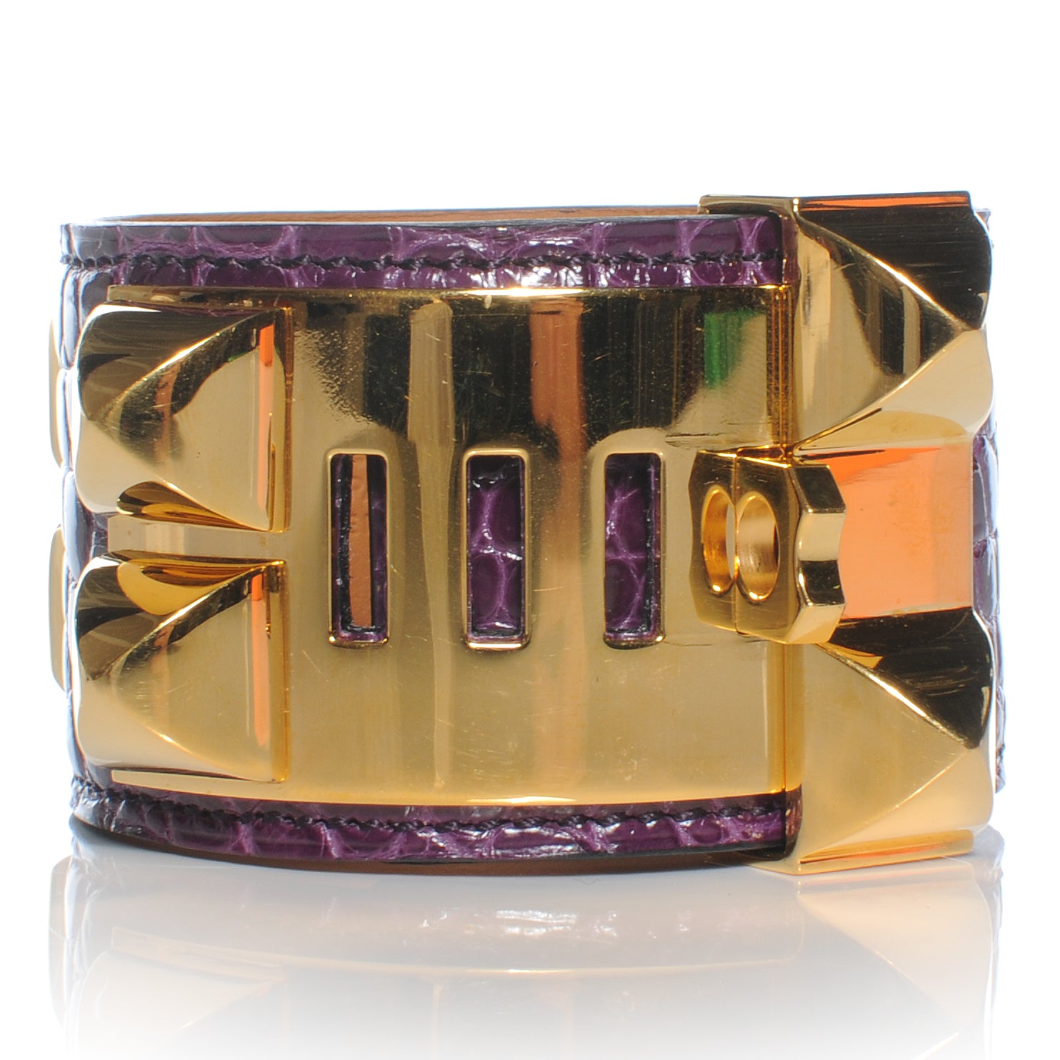 Hermes Alligator Collier De Chien CDC Bracelet Small Amethyst 3 of 7