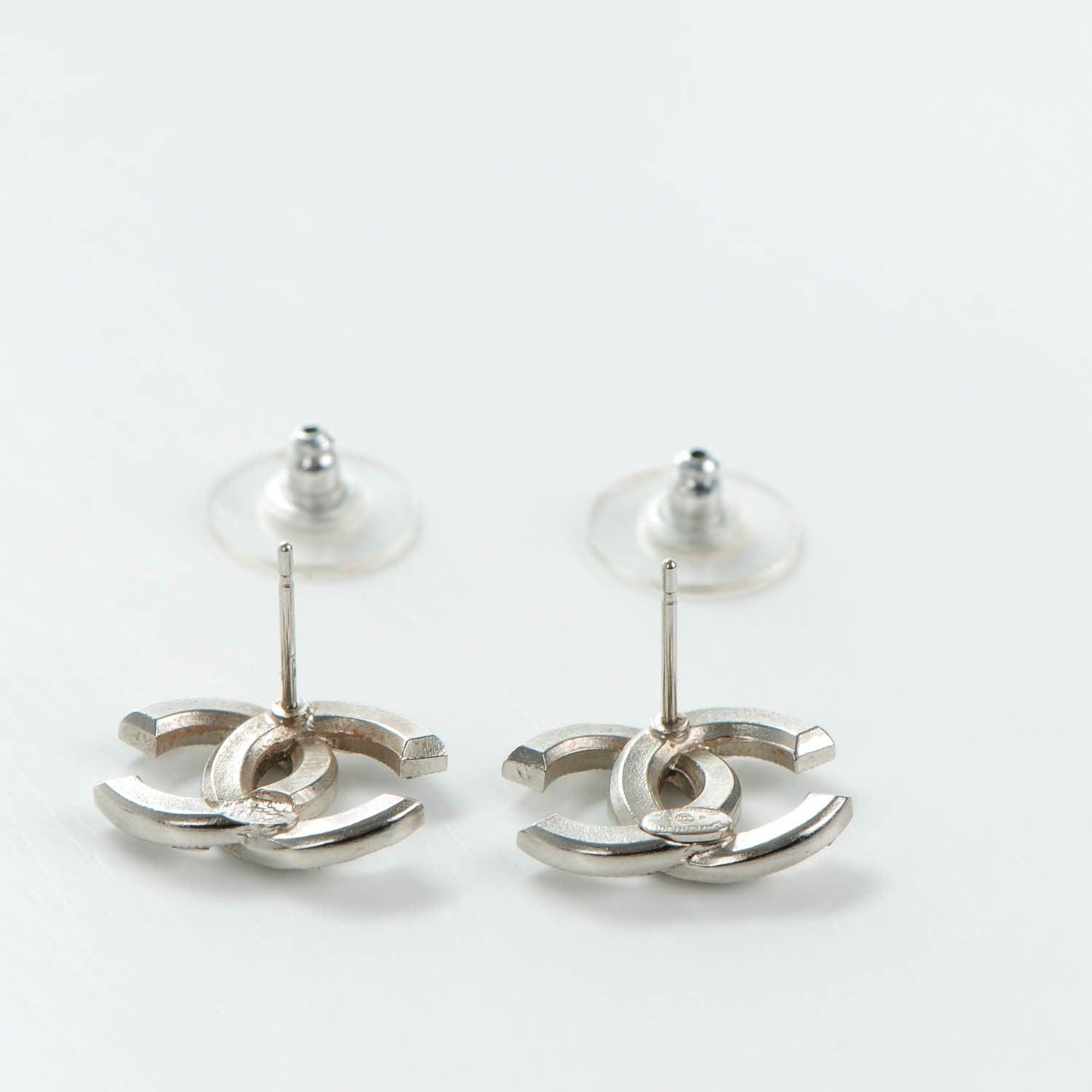 Chanel Baguette Crystal CC Earrings Silver Grey 3 of 6