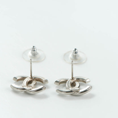 Chanel Baguette Crystal CC Earrings Silver Grey 3 of 6