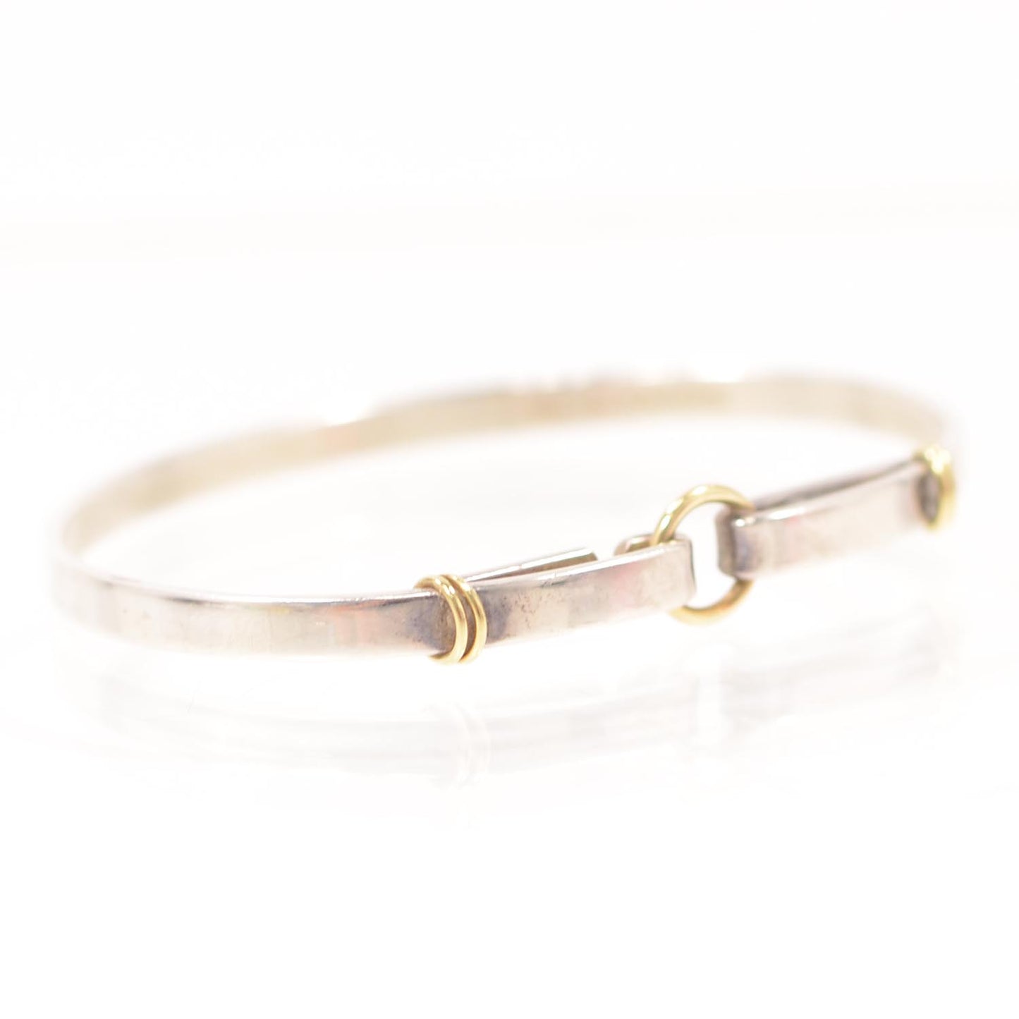 Sterling Silver 18K Yellow Gold Hook Bangle Bracelet