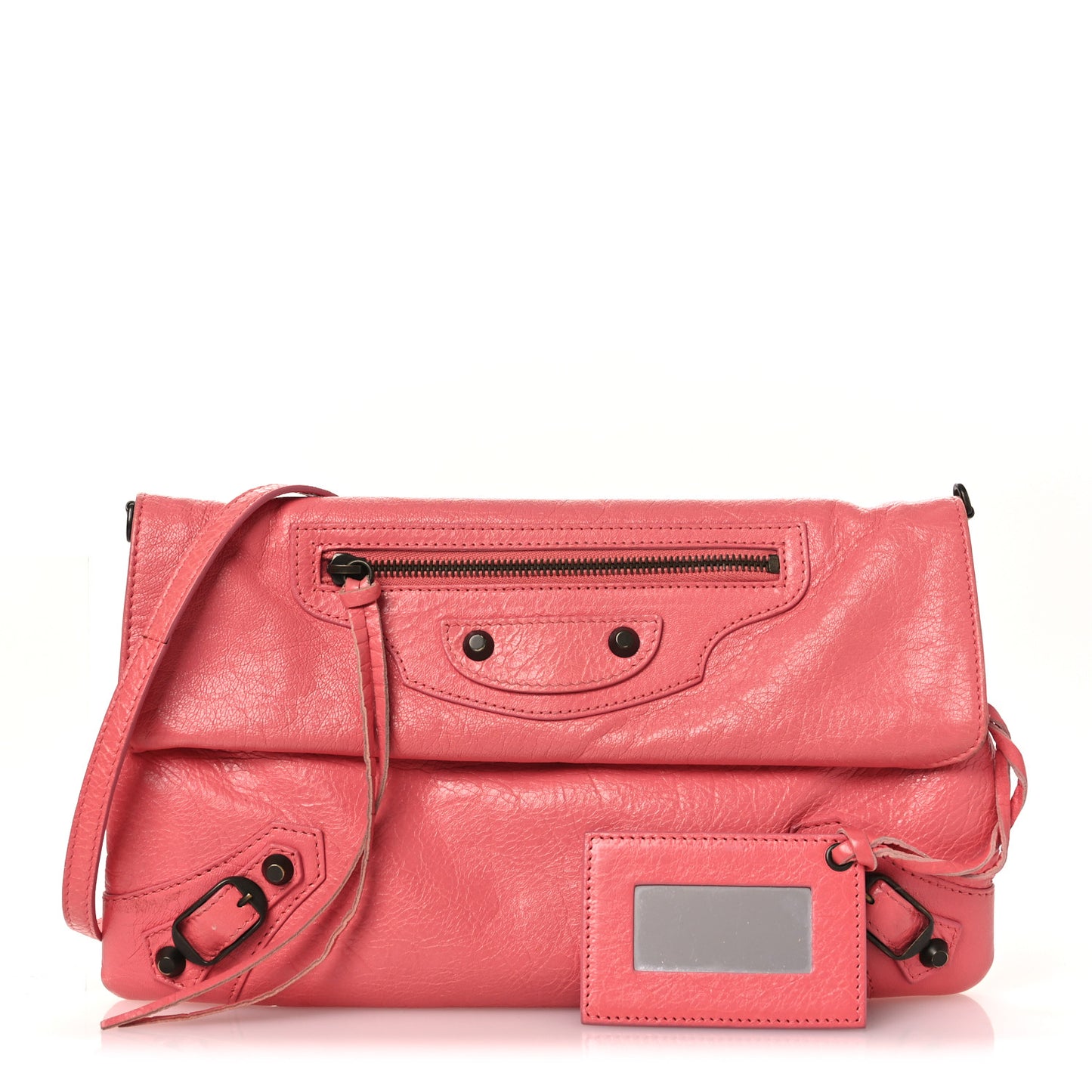 Agneau Classic Hardware Envelope Strap Clutch Rose Jaipur