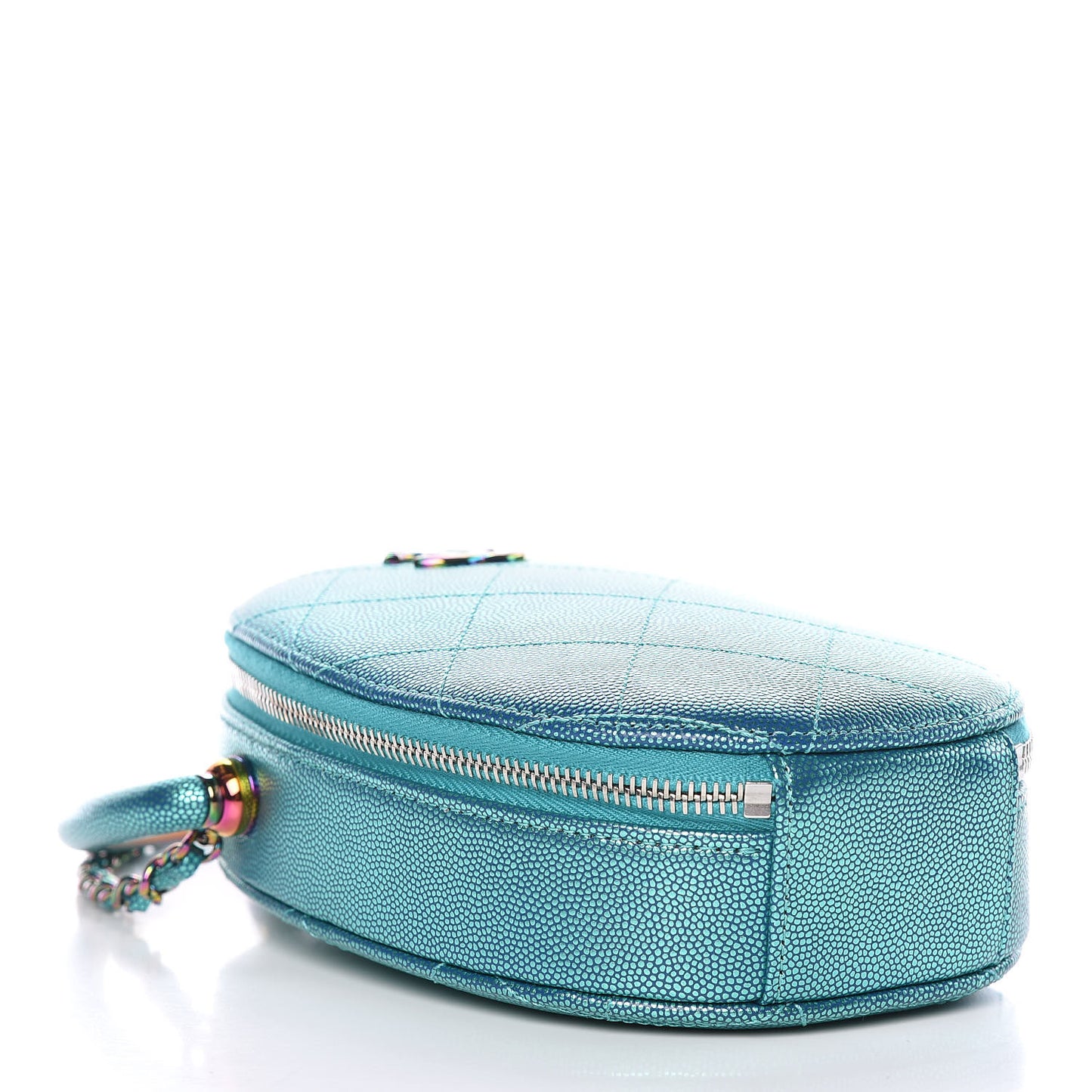 Metallic Caviar Quilted Camera Case Blue