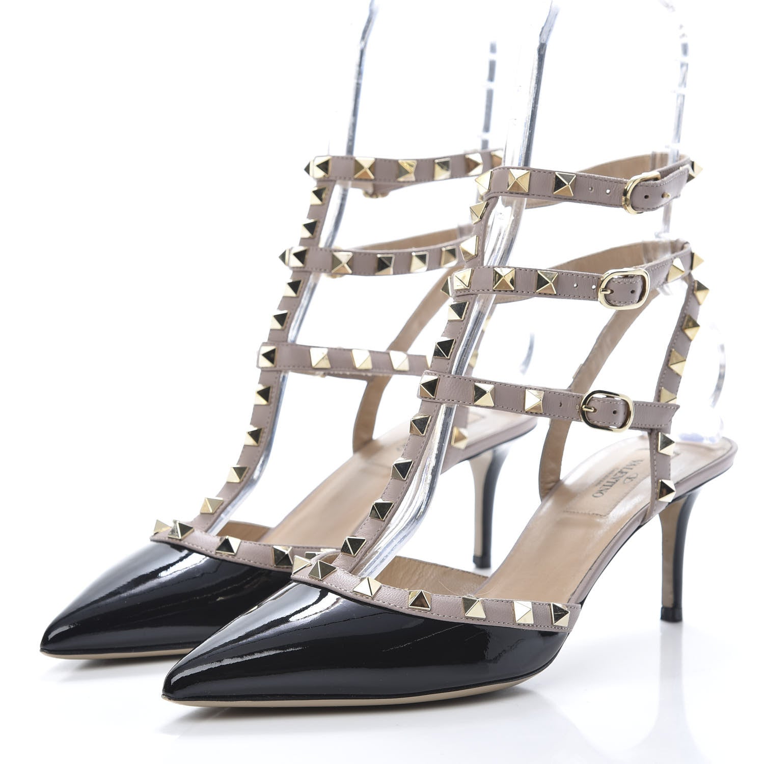 Valentino Garavani Patent Nappa Rockstud Ankle Strap 65mm Pumps 39 Black Poudre 3 of 9