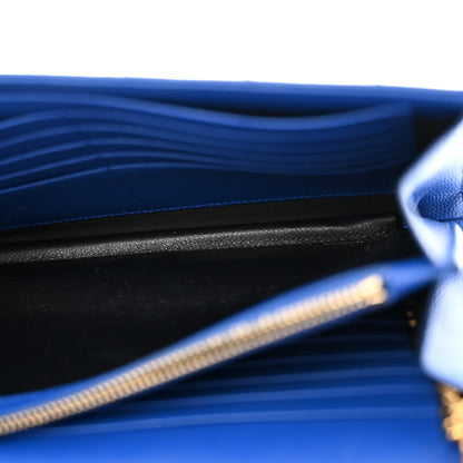 Saint Laurent Grain De Poudre Matelasse Chevron Monogram Chain Wallet Blue Majorelle 6 of 16