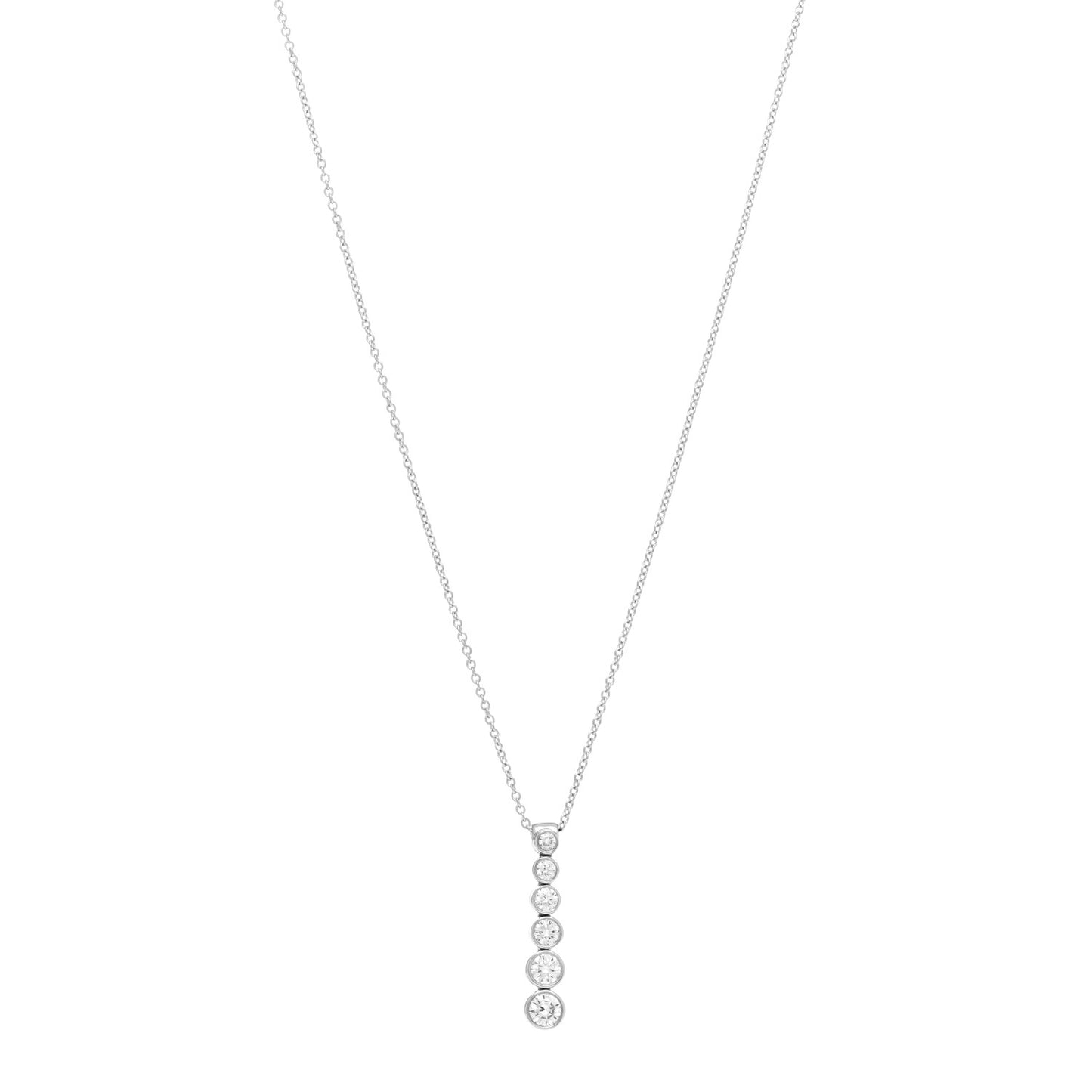 Platinum Diamond Jazz Graduated Drop Pendant Necklace