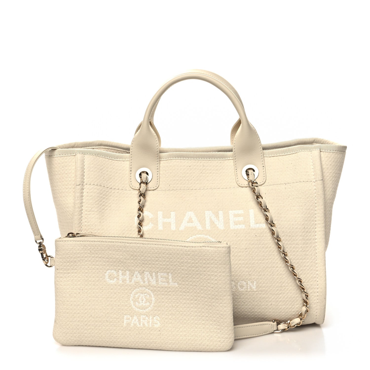 Chanel Mixed Fibers Small Deauville Tote White 1 of 15