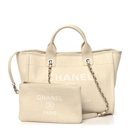 Chanel Mixed Fibers Small Deauville Tote White 1 of 15