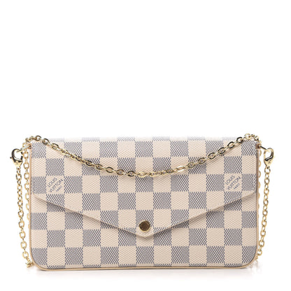 Louis Vuitton Damier Azur Pochette Felicie Chain Wallet Rose Ballerine 3 of 13