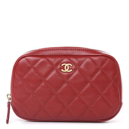 Chanel Lambskin Quilted Small Curvy Pouch Cosmetic Case Red 1 of 10