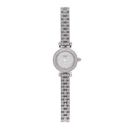 Hermes 18K White Gold Diamond Pave 16mm Faubourg Quartz Watch 1 of 4