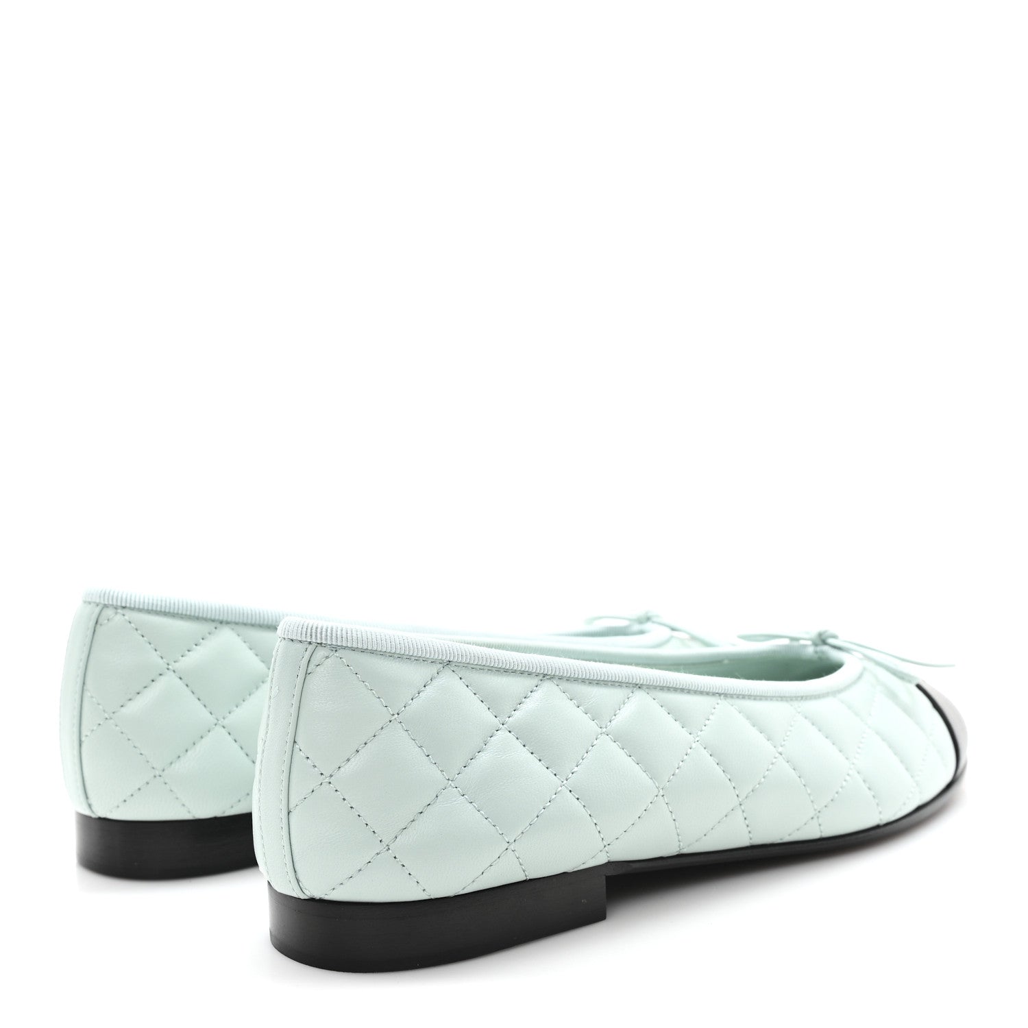 Chanel Lambskin Quilted CC Cap Toe Ballerina Flats 38.5 Light Blue 5 of 10