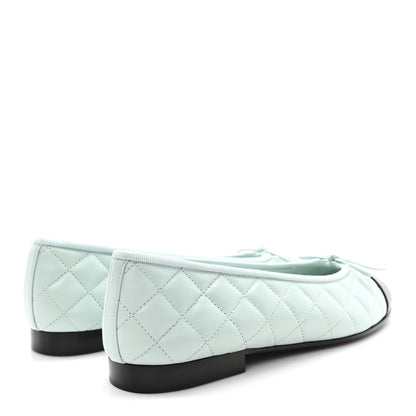 Chanel Lambskin Quilted CC Cap Toe Ballerina Flats 38.5 Light Blue 5 of 10