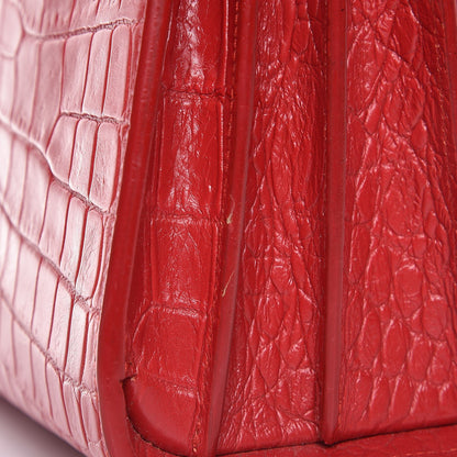 Saint Laurent Calfskin Crocodile Embossed Nano Sac De Jour Red 7 of 8