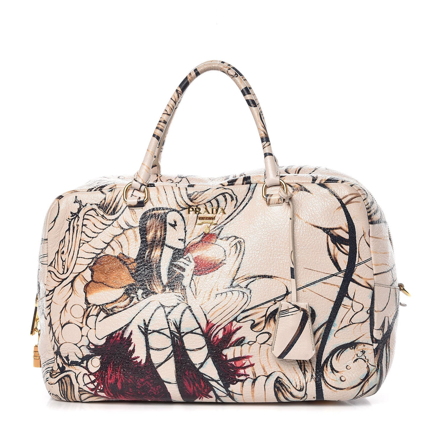 X JAMES JEAN Cervo Lux Fairy Print Large Double Handle Boston Bag Prugna