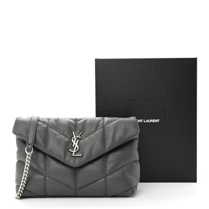 Saint Laurent Lambskin Quilted Toy Loulou Puffer Monogram Chain Satchel Storm 11 of 11