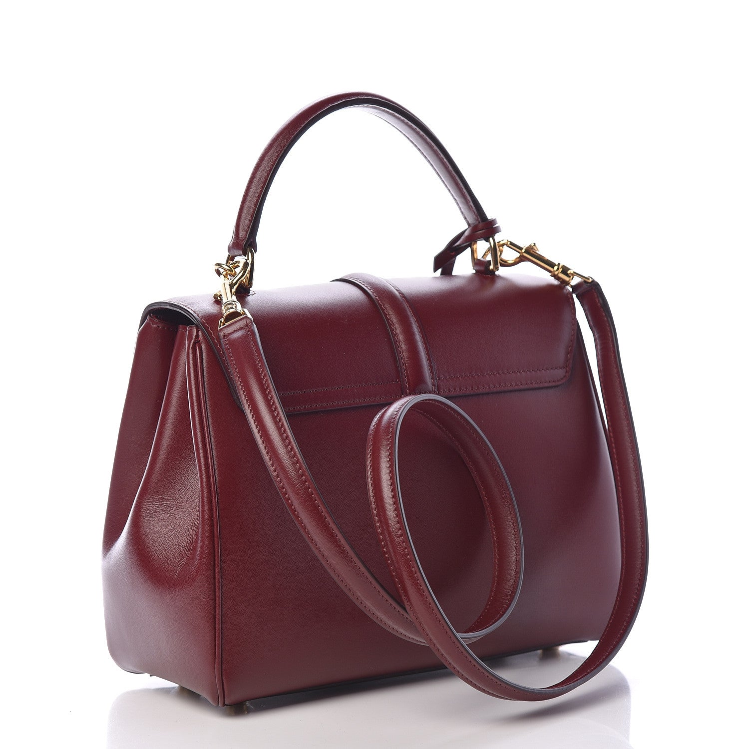 Celine Satinated Calfskin Small 16 Top Handle Bag Light Burgundy 3 of 12
