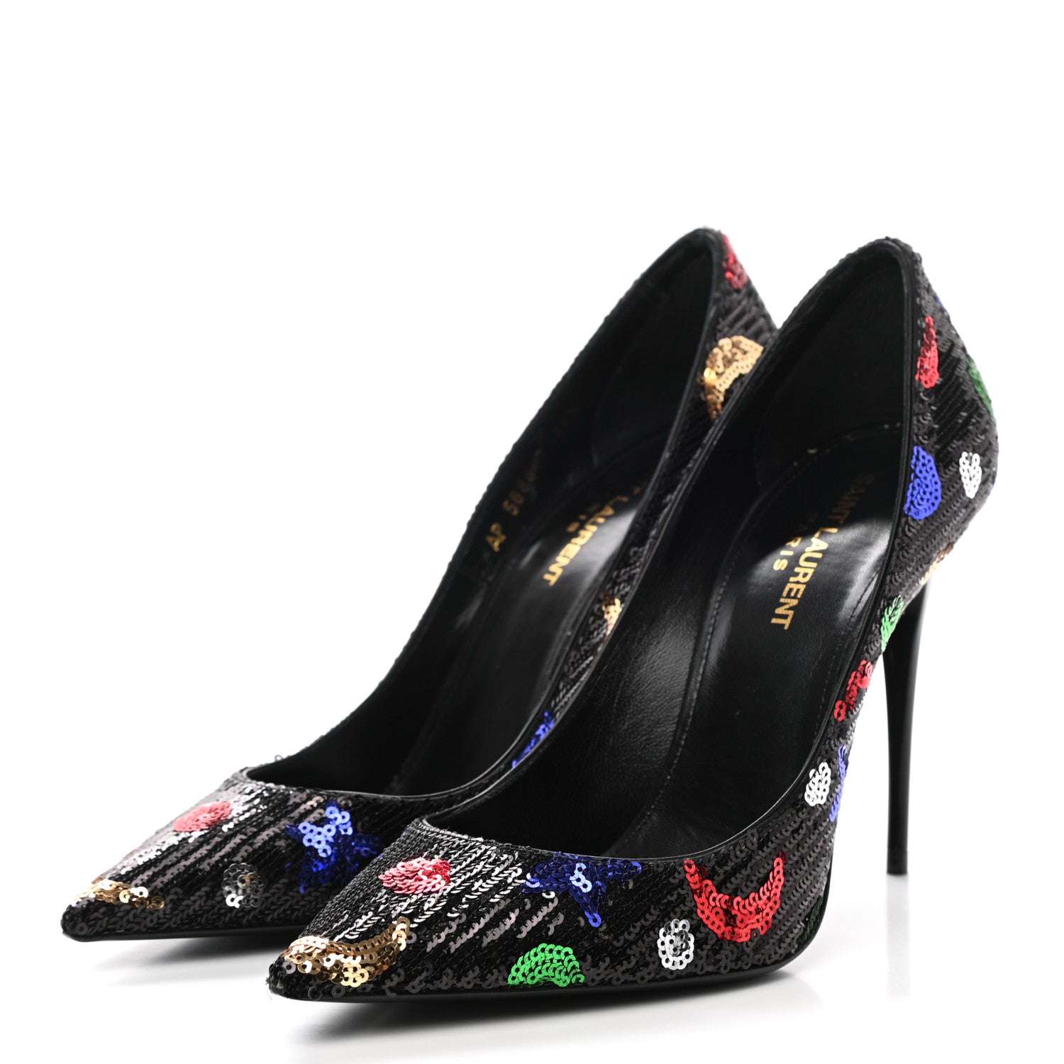 Saint Laurent Sequin Palace 105 Pumps 38.5 Black 3 of 10