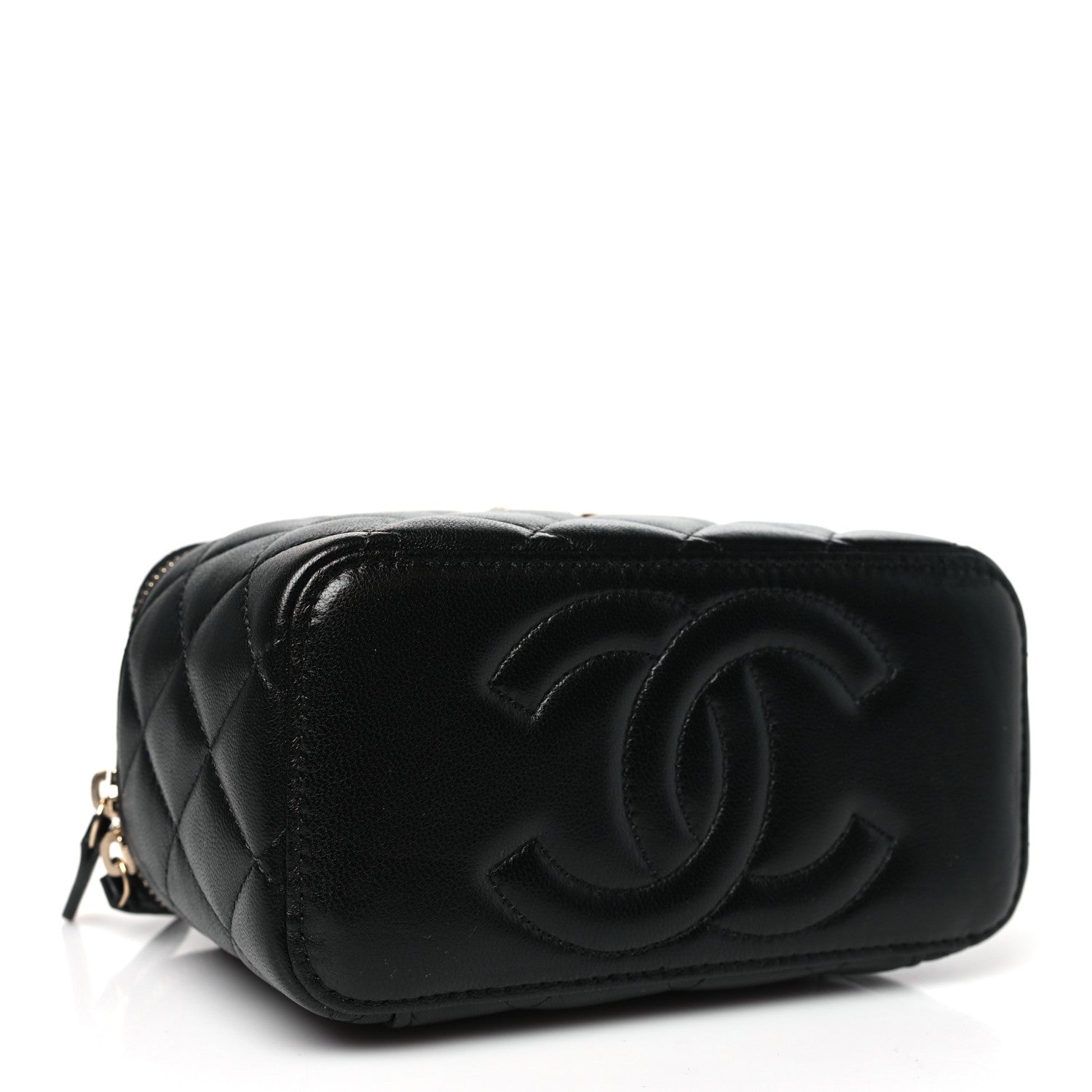 Chanel Lambskin Quilted Small Charming Top Handle Vanity Case With Chain Black 4 of 10