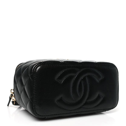 Chanel Lambskin Quilted Small Charming Top Handle Vanity Case With Chain Black 4 of 10