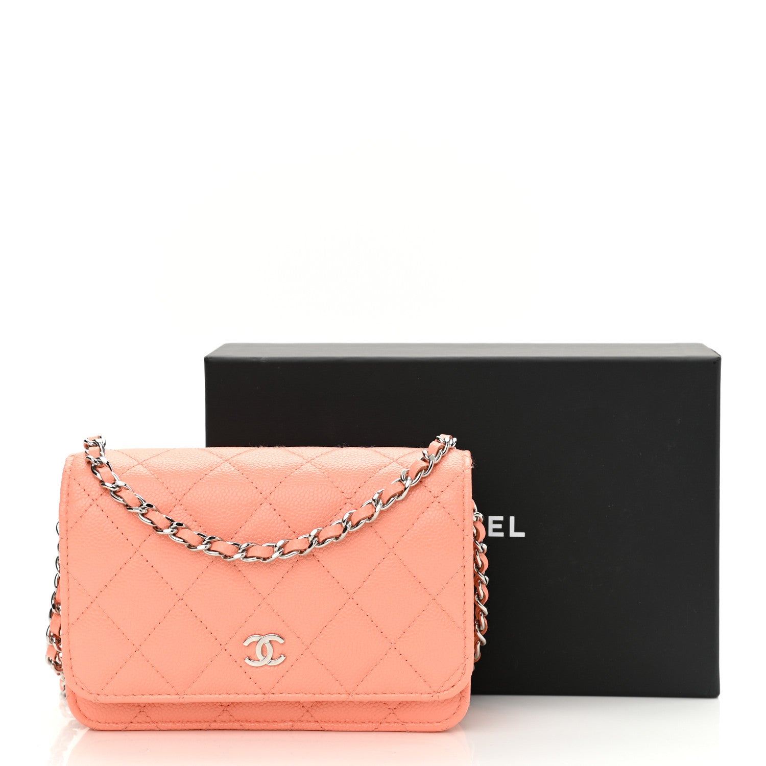 Chanel Caviar Quilted Mini Wallet On Chain WOC Coral 11 of 11
