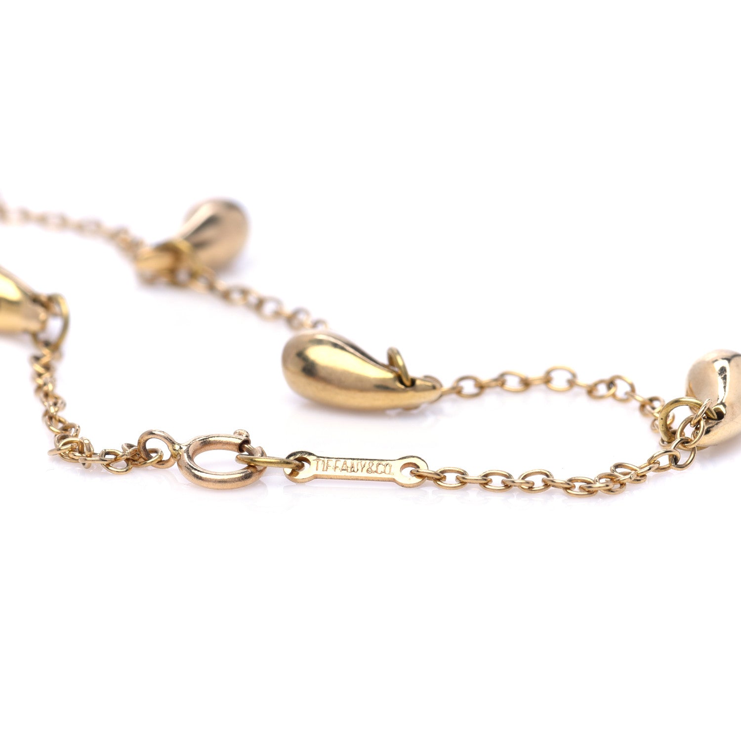 Tiffany 18K Yellow Gold Elsa Peretti Five Teardrop Charm Bracelet 4 of 6