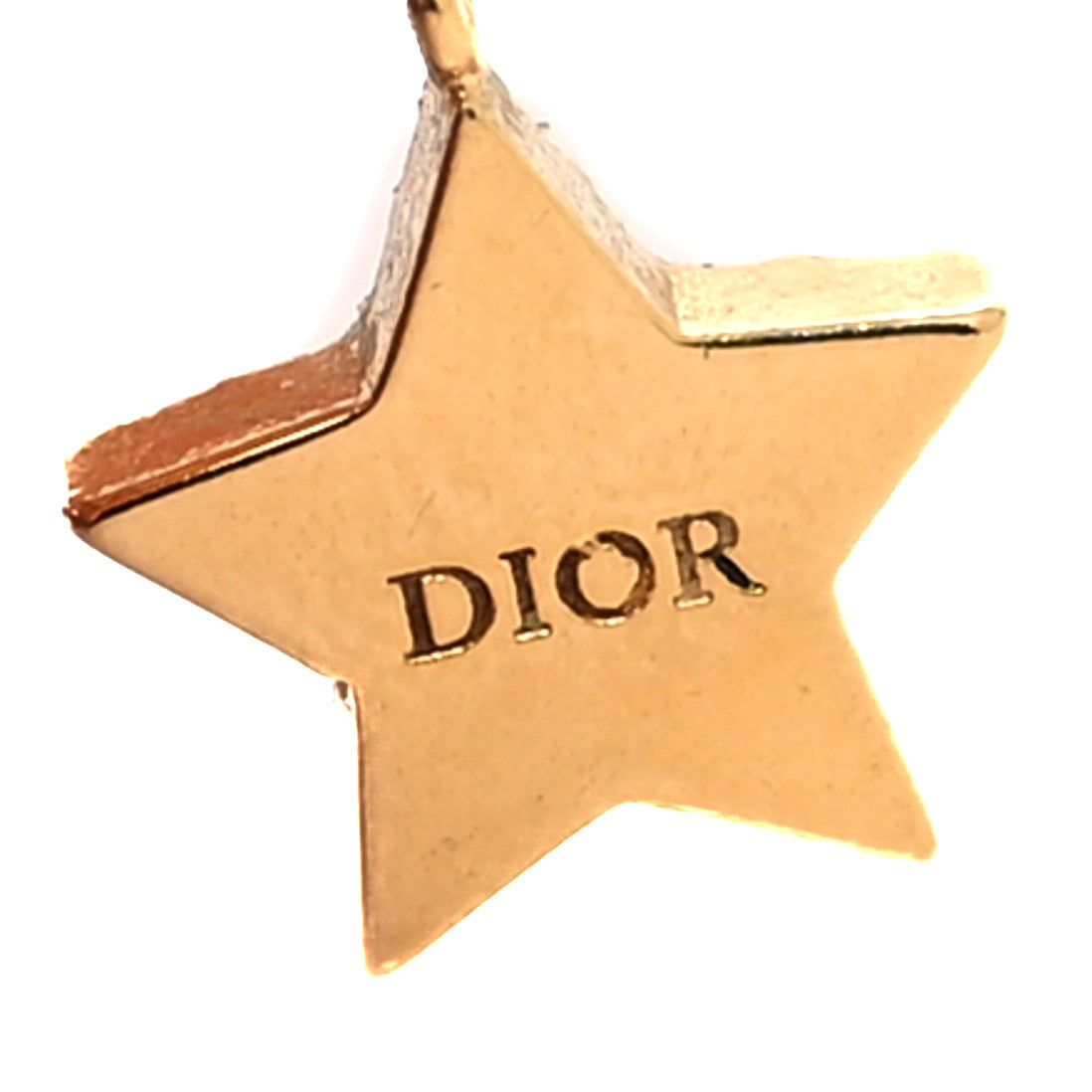 Christian Dior Crystal Petit CD Star Chain Earrings Gold 4 of 4