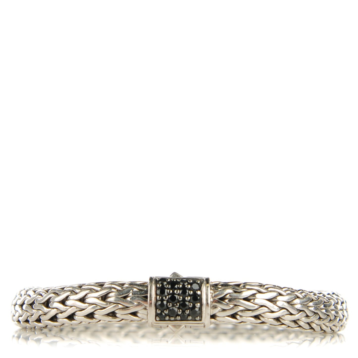 Sterling Silver Black Sapphire Extra Small Classic Chain Clasp Bracelet M