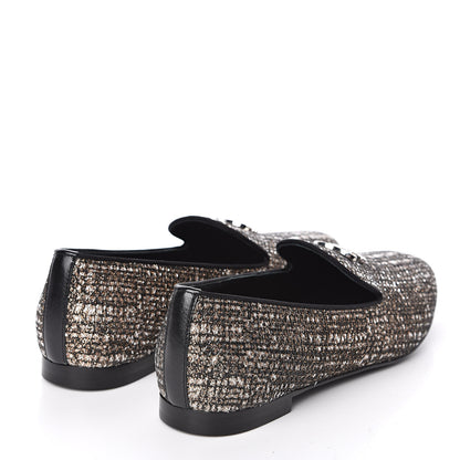 Chanel Fantasy Fabric Grosgrain CC Mocassin Loafers 37 Pink Black 4 of 9
