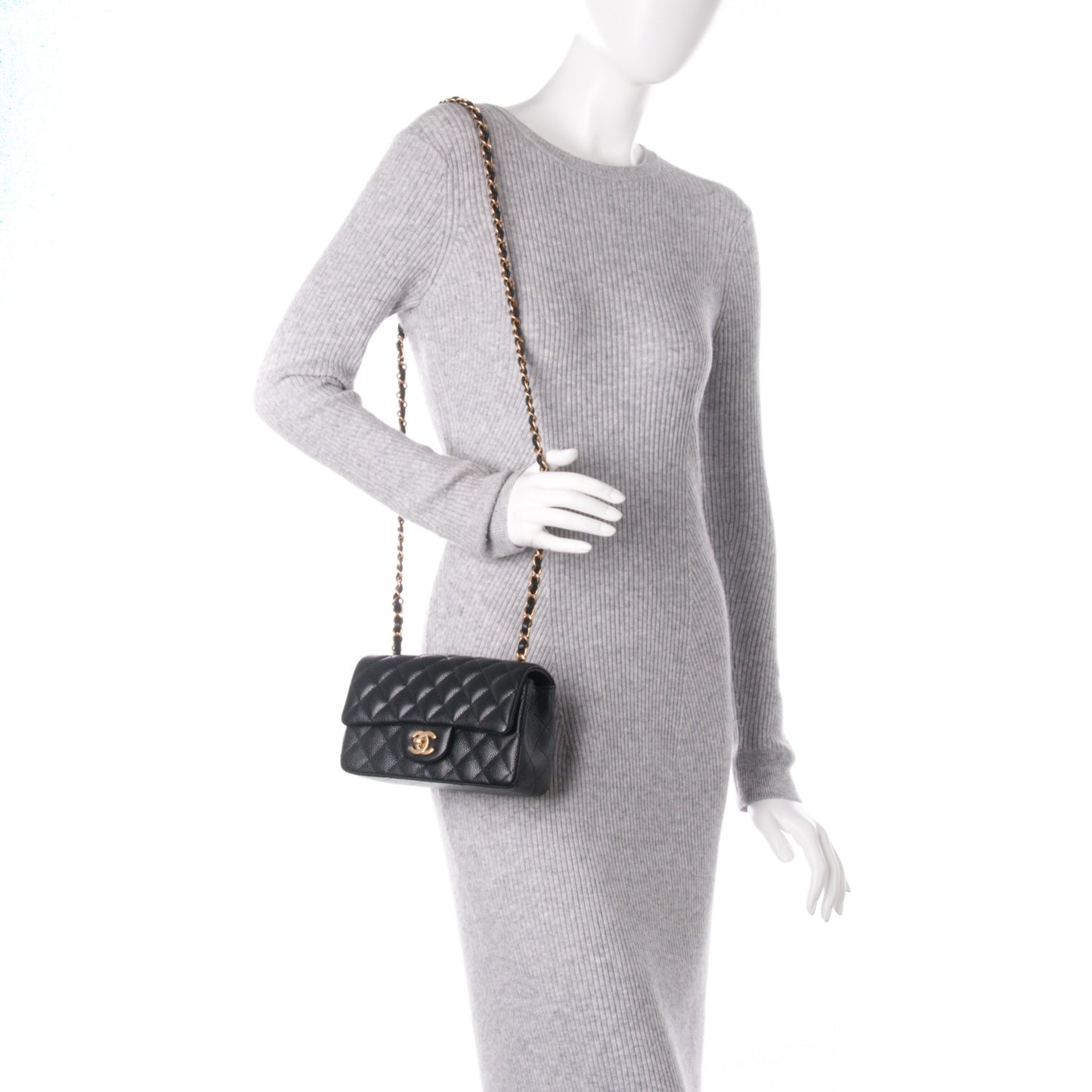 Caviar Quilted Mini Rectangular Flap Black
