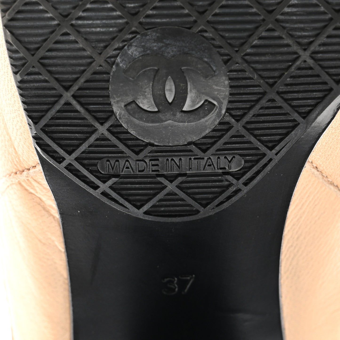 Lambskin Cap Toe Boots 37 Beige Black
