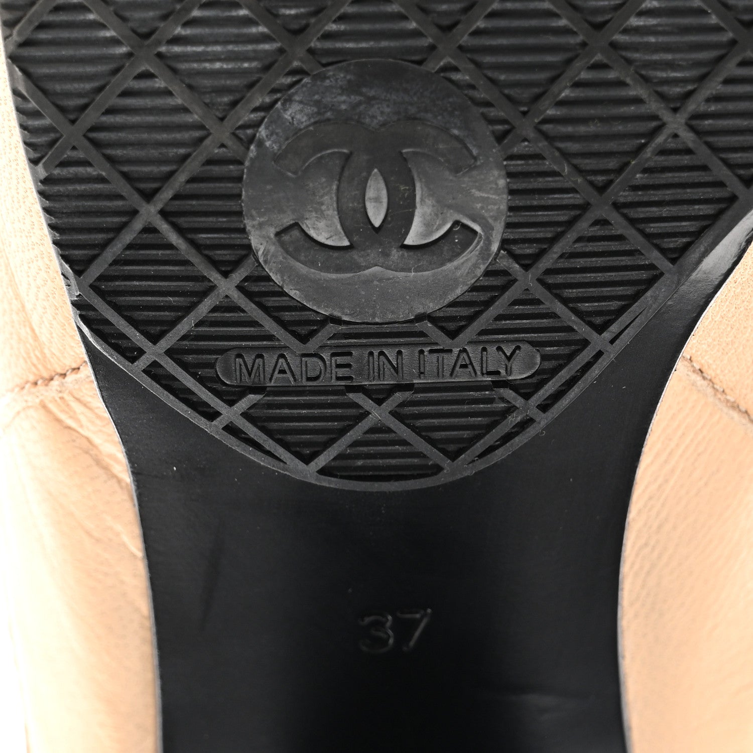 Chanel Lambskin Cap Toe Boots 37 Beige Black 6 of 11